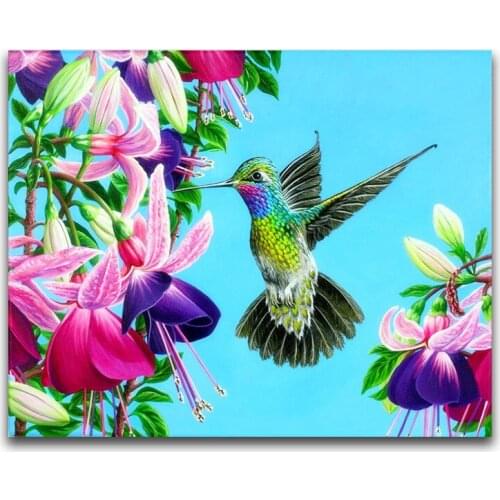 5D Diamond mosaic animal Full Round DIY Diamond embroidery Cross stitch flowers Full Square Diamond painting Hummingbird E1593