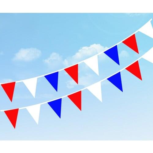 8M Red White Blue French Bunting Triangles Flag Garlands Wedding Banners Graduation Anniversary Birthday Party Hanging Decor