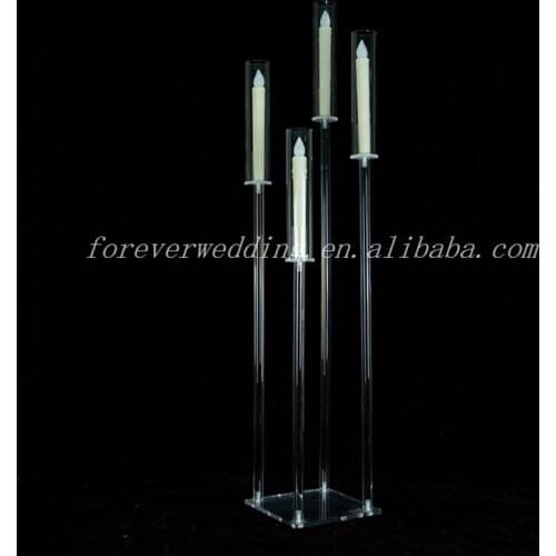 Acrylic Candlestick 4 Heads/Arms Candle Holders Wedding Candelabra Table Centerpieces Flower Stand Holder Candelabrum Decoration