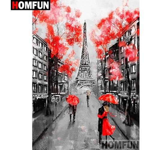 HOMFUN 5D DIY Diamond Painting Full Square/Round Drill "Tower street" 3D Embroidery Cross Stitch gift Home Decor A01862