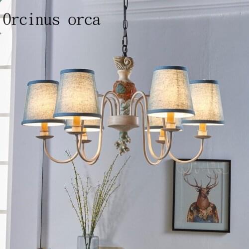 American Pastoral simple chandelier Nordic Mediterranean living room bedroom childrens room blue cloth