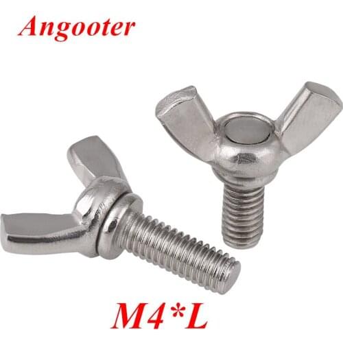 50pcs M4 Wing Bolts DIN316 SUS304 Thumb Butterfly Hand Bolts Screws Wing Claw Nuts Screws M4*6/8/10/12/16/20/25/30/35/40mm