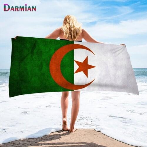 DARMIAN 2021 Flag of Algeria Printed Kids Adults Home Bathroom Function Absorbent Towels Soft Travel Bath/Beach Towels Portable