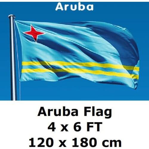 Aruba Flag 120 x 180 cm Blue Yellow Stripes Pentagram 100D Polyester Aruba Flags And Banners