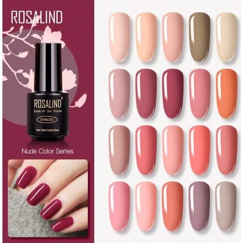 ROSALIND 7ML Gel Polish Nude Color Gel Nail Polish Semi Permanent Nail Art UV LED Acrylic Soak Off Gel White Varnish
