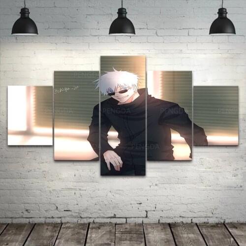 HD Prints Gojo Satoru Canvas Painting Modular 5 Panel Wall Art Jujutsu Kaisen Poster Home Decor Anime Pictures Bedroom Framework