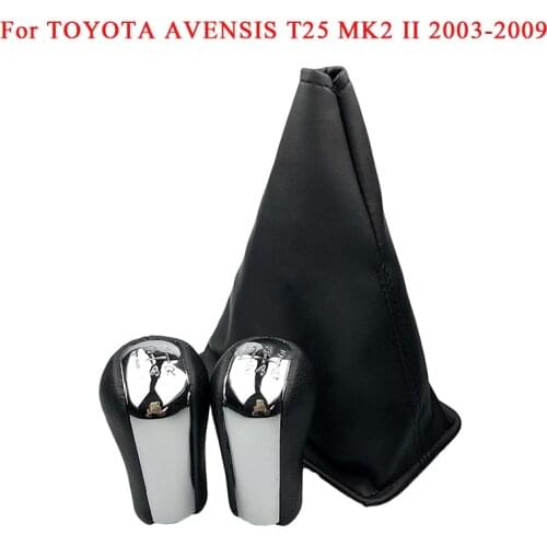 Chromed 5/6Speed Gear Shift Knob PU Leather Shifter Stick Gaiter Boot Cover For Toyota Corolla AYGO Verso RAV4 Yaris VITZ URBAN