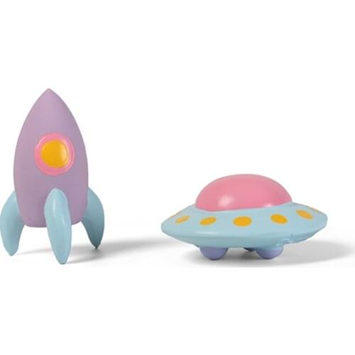 Dog Toy Q-MONSTER Thick Walled Natural Rubber Squeaky Toy Mini Rocket UFO Interactive Pet Toy