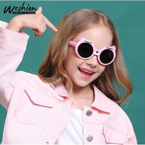 Round Kids Sunglasses Polarized Children Pink Sun Glasses For Boy Gril Carton Silicone Flexible Child Spectacles UV400 Oculos