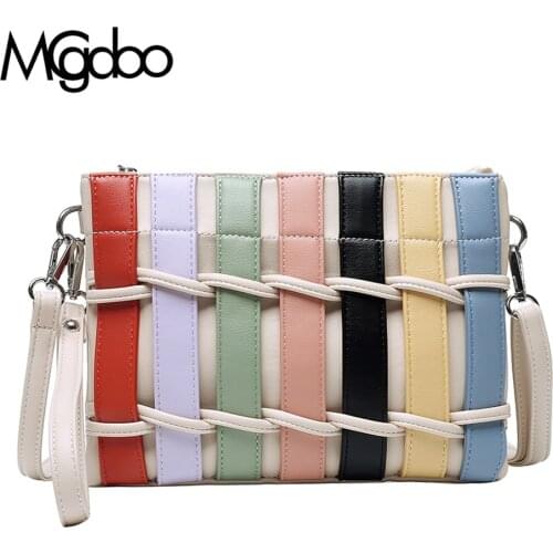 MGCDOO Weave Design Shoulder Bag Unique Grid Handbag Checkered Messenger Sling Bag Fashion Pouch Wristband Clutch Bags