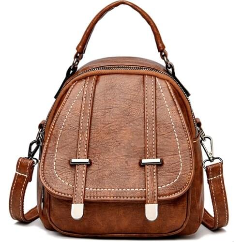 Retro Small Multifunction Backpack High Quality Leather Backpacks for School Teenagers Girls 2021 Fashion Arrows Women Bagpack