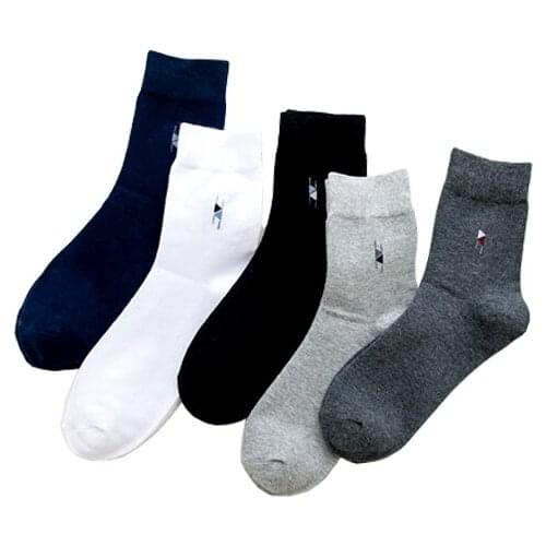 1 pair All Seasons Mens Business Casual Cotton Socks Spring Summer Autumn Winter Solid Colors Crew Socks Male Breathable Socks