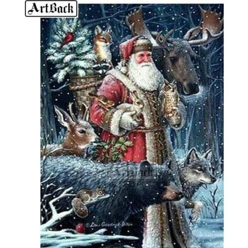 New Arrival Diamond Embroidery Santa Wolf Bear Full Square 3D Diamond Painting Home Decor Christmas Gift ARD442