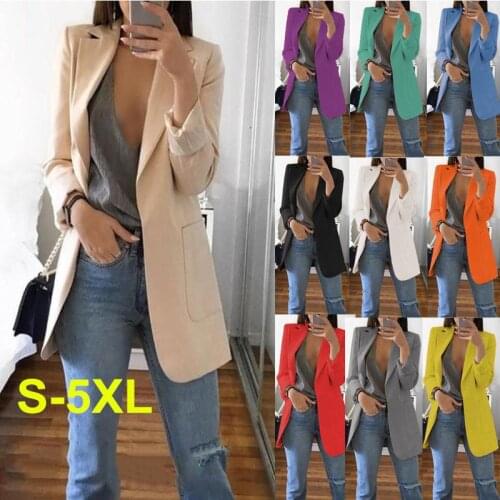 Oversized Autumn New Blazers Women Suit Solid Jacket Casual Notched Collar Female Office Ladies Suit Coat Tops Plus Size S-5xl