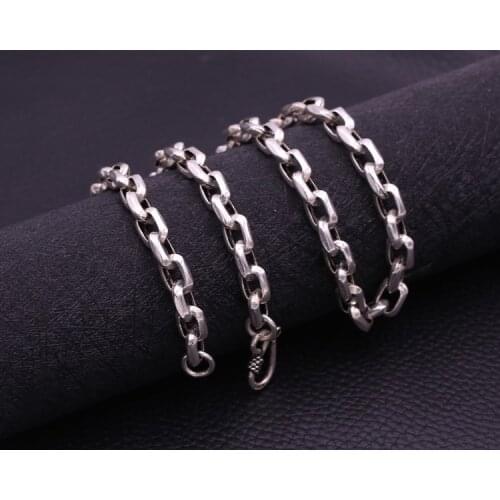 Genuine Solid 925 Sterling Thai Silver Simple loop link Chain Mens Necklace Jewelry gift A4581