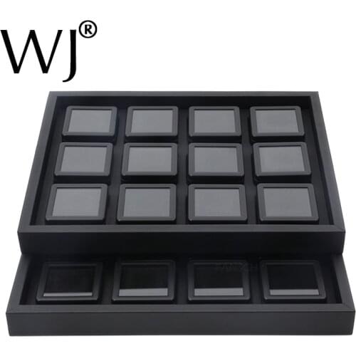 Luxury Gemstone Diamond Display Storage Box Tray Black PU Leather Organizer Stone Case Jewelry Holder Beads Container Ramp Kits