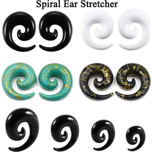 1 Pair Acrylic Spiral Ear Stretching Taper Black White Green Piercing Ear Expander Plugs Body Jewelry 1.6mm-16mm Free Shipping