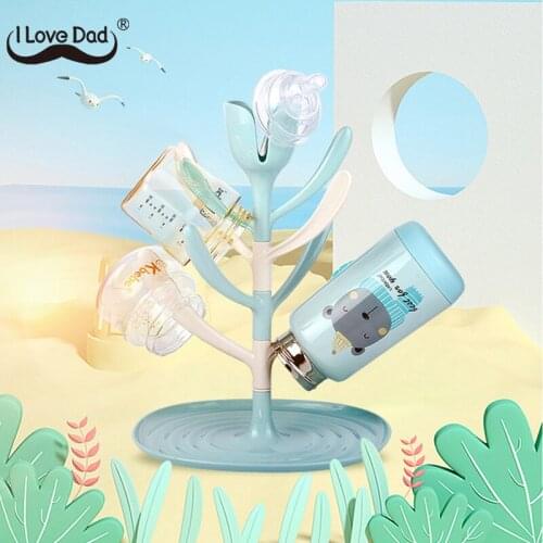 Cute Flower Style Baby Bottle Drying Rack Baby Bottle Holder Cleaning Dryer Drainer Storage Rack For Babies Bottles Removable
