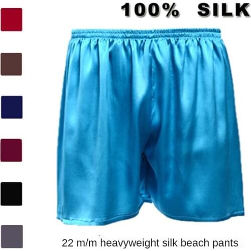 22 M Heavy Silk Home Pants Beach Pants Summer Men Shorts Panty 100% Mulberry Silk Casual Silk Pajama Pants