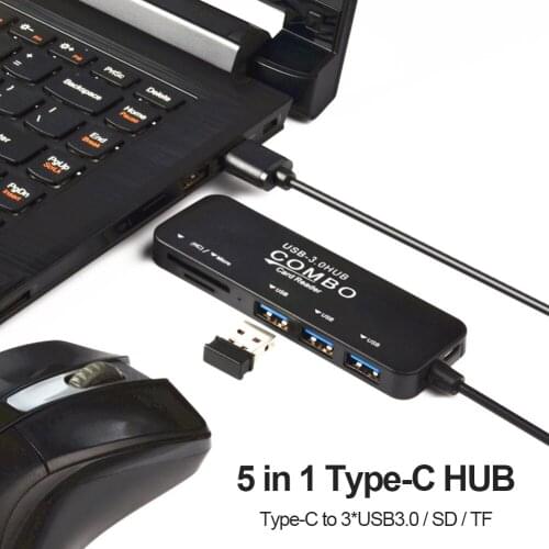 5 in 1 USB C HUB Type C to Multi Ports USB 3.0 TF Card Reader OTG Adapter USB Expander Computer Accessories for PC