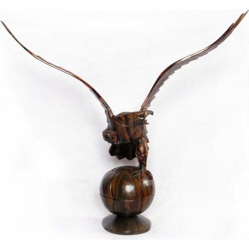 V Gallery] Vietnam mahogany Zhai woodcarving and feng shui ornaments Eagle 80cm realize the ambition of earth
