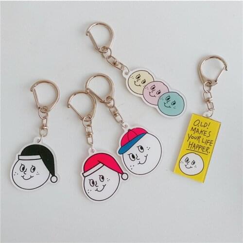 Korean Ins Cartoon Big Fat Face Series Key Buckle Acrylic Airpods Backpack Creative Decorative Pendant Kawaii Ornament Key Chain