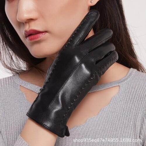 Autumn Winter Women Leather Gloves Warm Thermal Plus velvet Female Glove Touch screen Outdoor Cycling Drirving Mitten