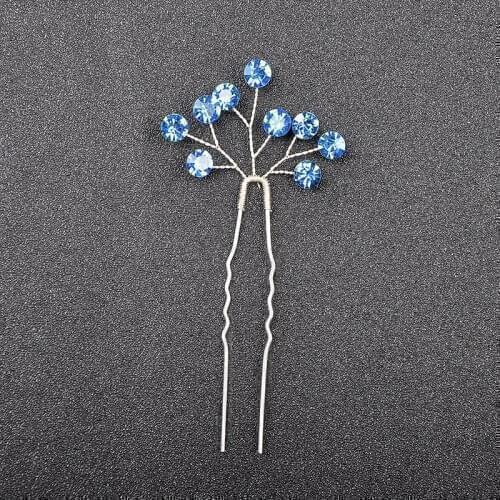 4PCS Blue Color Rhinestone Women Hairpins Wedding Hair Jewelry Accessories handmade Head Decoration Hair Ornament Sticks