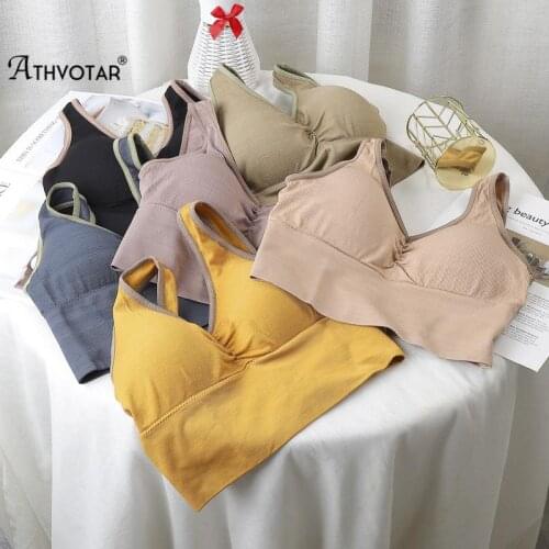 ATHVOTAR Women Seamless Sports Crop Top Sexy U-Shape Bra Female Tube Tops Tank Sleeveless Thread Camis Lingerie Underwear