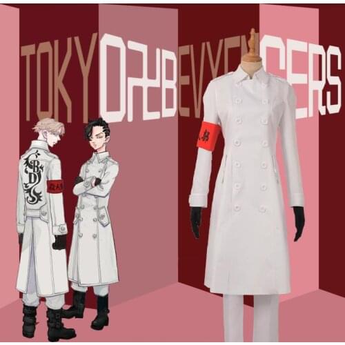 XS-2XL Tokyo Revengers Cosplay Costume Full Sets Men Women White Trench + Pant Japan Anime Halloween Costumes C154M188