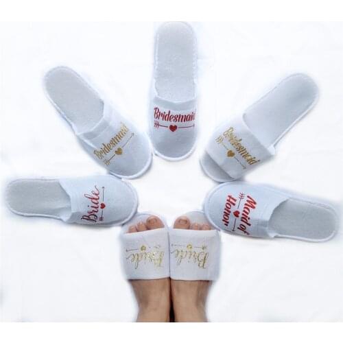 1 pair bride to be one-time wedding bridesmaid soft slippers bride hen party supplies wedding decoration gift Bridesmaid-C