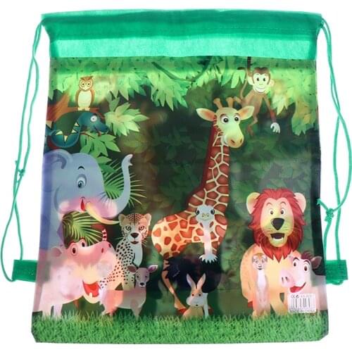 1pc Forest Zoo Drawstring Bag For Girls Travel Storage Package Cartoon School Backpacks Children Birthday Party Favors
