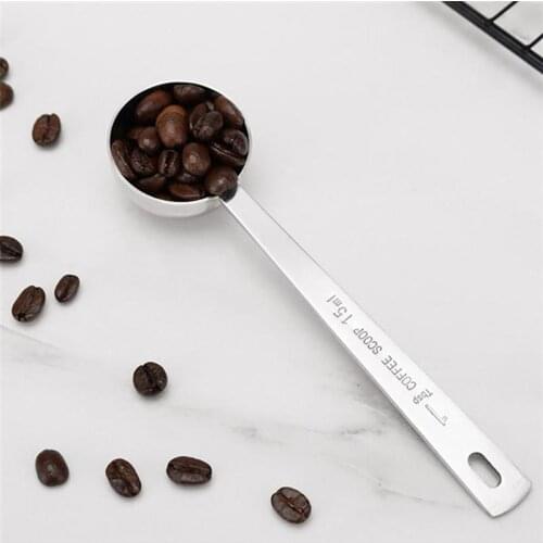 1pc Portable Measuring Spoon Stainless Steel Coffee Scoop Spoon Tablespoon Scoop Coffee Cup Tools Accessories