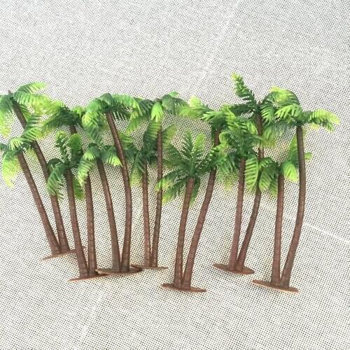 10 pcs Plastic Coconut Palm Tree Miniature Leaf Fake Plant Pots Bonsai Craft Micro Landscape Artificial Plants Decoration