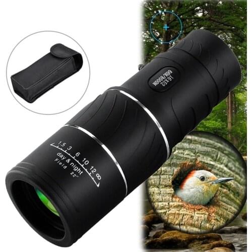 16x52 Monocular Dual Focus Optics Zoom Telescope Day & Night Vision for Birds/ Hunting/ Camping/ Tourism
