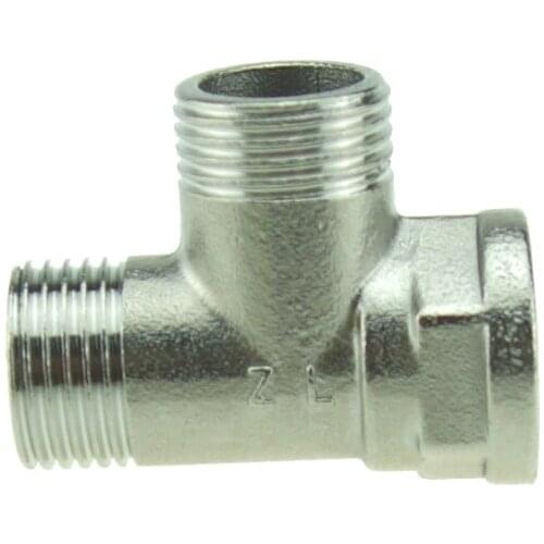 2PCS Brass Nickel Plated Tee Fitting RO Water Connector Fittings Reverse Osmosis Aquarium System 1/2" BSP