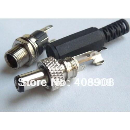 20set /lot Copper Lockable 5.5mm x 2.1mm DC Plug + Power Socket Female Panel Connector