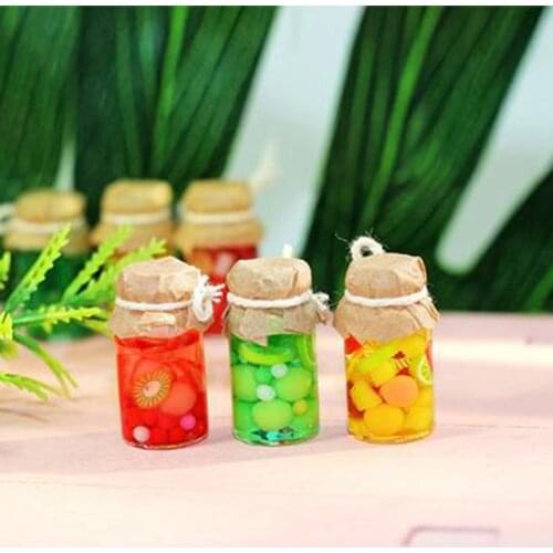 3Pcs Dollhouse Jam Fruit Can Miniature Toy Doll Food Kitchen Living Room Accessories Kids Gift Pretend Play Toy