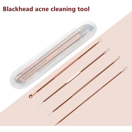 4pcs/Set Stainless Steel Acne Pimple Spot Extractor Pore Cleanser Kit Blackhead Blemish Remover Face Skin Care Tools