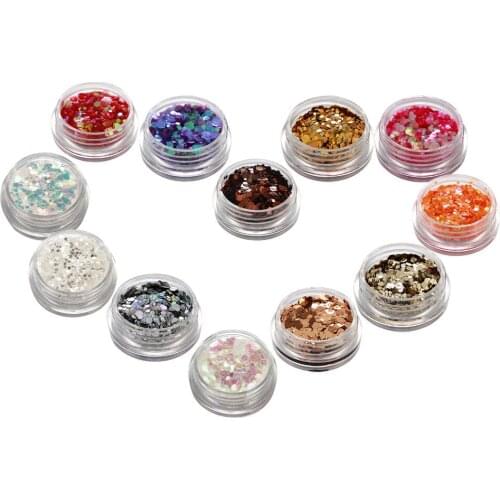 5Pcs/set Shining Mixed Hexagon Glitter Flake Nail Body Art Face Eye Stage Party Makeup