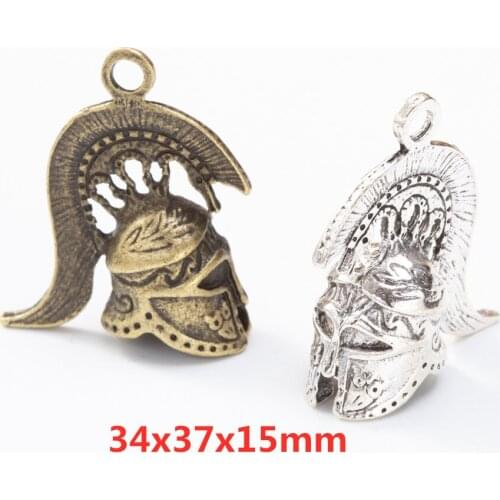 5 pieces of retro metal zinc alloy helmet pendant DIY handmade jewelry necklace making 8389