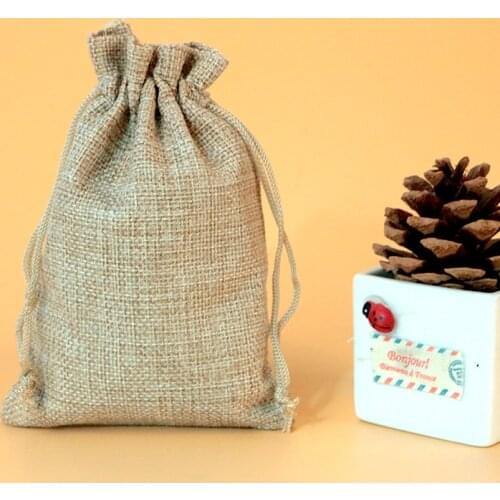 50pcs 10x14cm Natural Jute Bags Small Drawstring Pouch Gift Bag Incense Storage Linen Bag Favor Bracelet Jewelry Packaging Bags