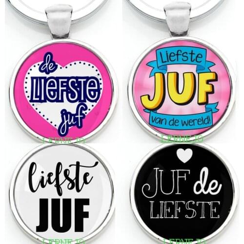 VOOR DE Liefste Juf sleutelhanger Keychain Keyring anneau porte clef bedankt juf cadeau Letter Thank You Dear Teacher Gifts