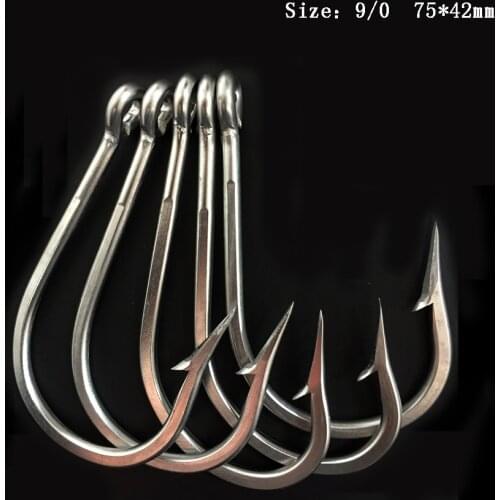 CN01 15pcs 9/0 Mustad Fishing Hook Stainless Steel Fishing Hook Jigging Fishing Hook Big Hook For Fishing