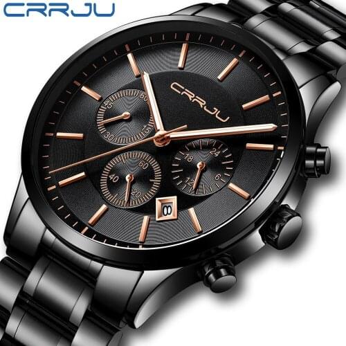 CRRJU2019 new designer style steel belt watch, classic simple business watch, waterproof and durable quartz mens watch