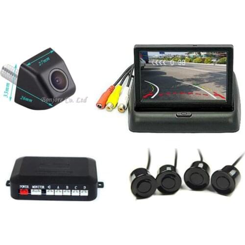 Video Parking Sensor Backup Radar Intelligent Dynamic Trajectory Tracks Rear View Camera 4.3inch LCD Car Rearview Mirror Monitor