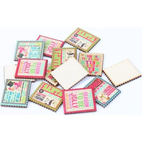 Wooden Mix Billboard Square Pattern Scrapbooking Crafts Handmade Accessories Home Decoration DIY 25mm 20pcs