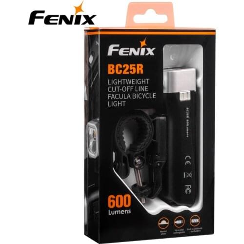 Fenix BC25R CREE XP-G3 neutral white LED 600 lumens bike light micro USB recharging build-in lithium battery