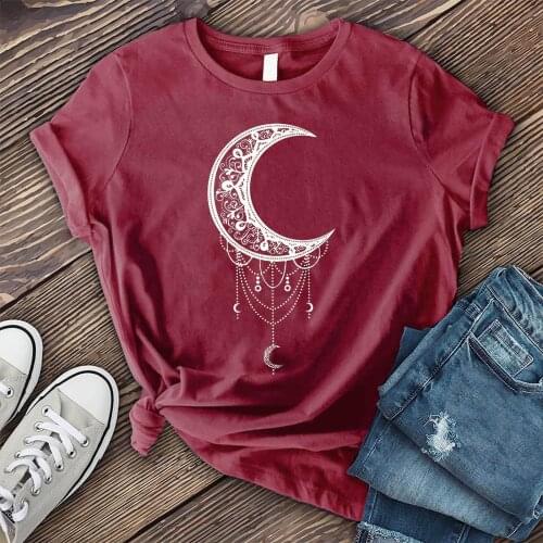 Sun Moon Women Tshirt O-neck T Shirt Women Cotton Printed Camiseta Mujer Short Sleeve Tshirt Lady Yong Girl Femme Tops Clothes