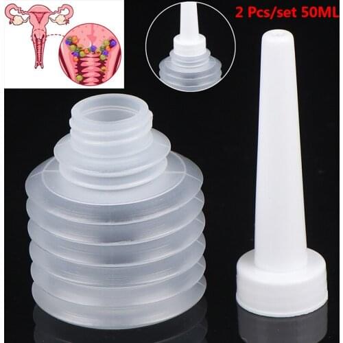 2Pcs 50ML Reusable Feminine Vaginal Applicator Anal Douche Washing Cleaner Pump
